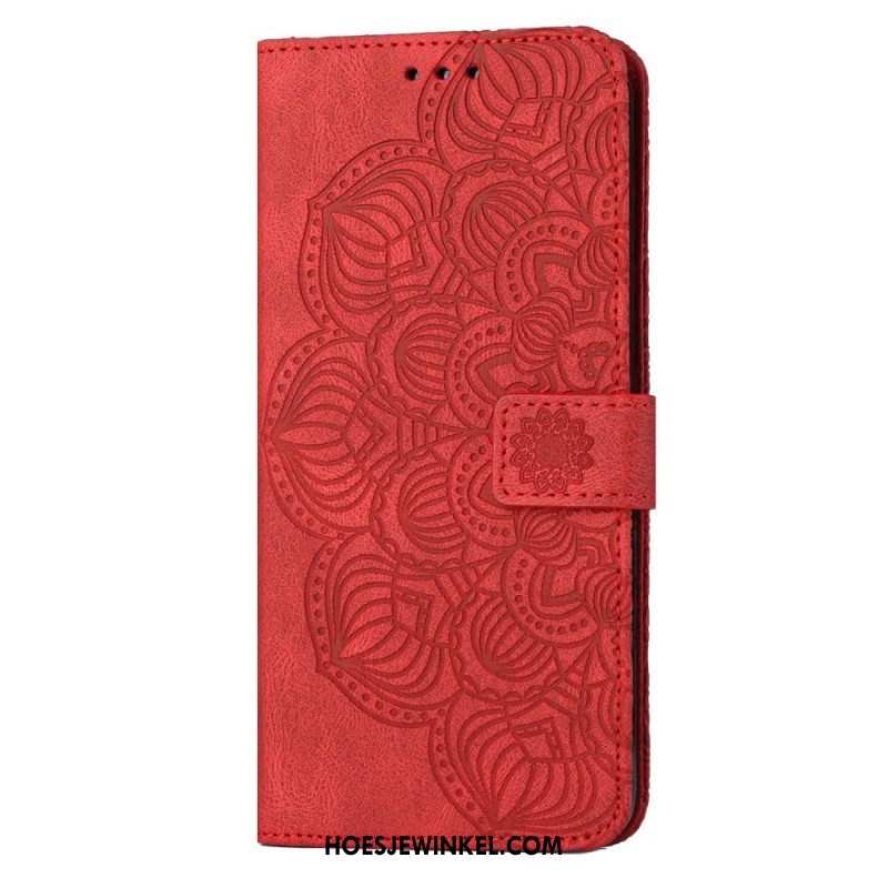 Leren Hoesje voor Samsung Galaxy S23 5G Met Ketting Strakke Mandala