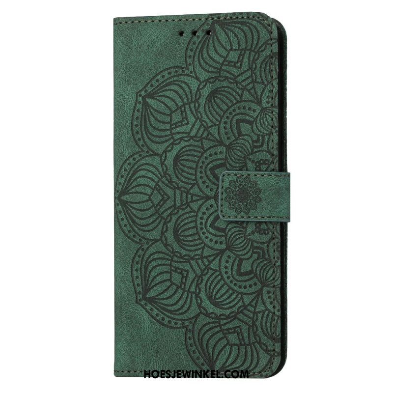 Leren Hoesje voor Samsung Galaxy S23 5G Met Ketting Strakke Mandala