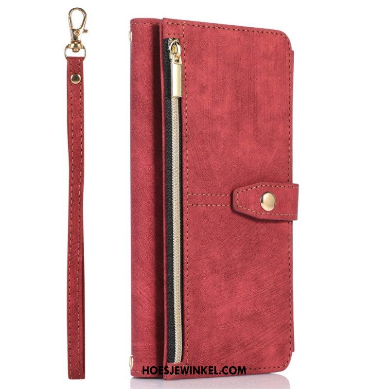 Leren Hoesje voor Samsung Galaxy S23 Ultra 5G Met Ritssluiting