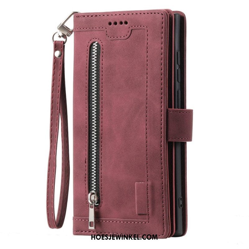 Leren Hoesje voor Samsung Galaxy S23 Ultra 5G Portemonnee Leren Portemonnee & Lanyard