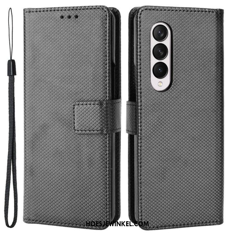 Leren Hoesje voor Samsung Galaxy Z Fold 4 Met Ketting Diamanten Band