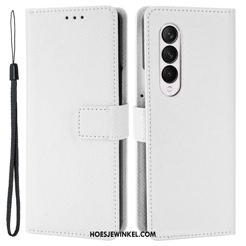 Leren Hoesje voor Samsung Galaxy Z Fold 4 Met Ketting Diamanten Band