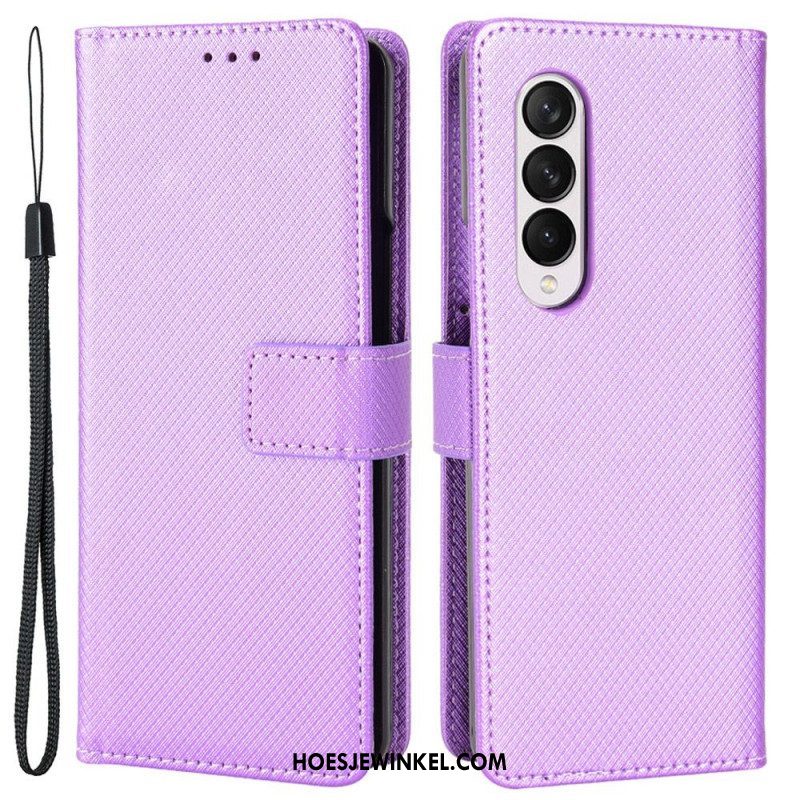 Leren Hoesje voor Samsung Galaxy Z Fold 4 Met Ketting Diamanten Band