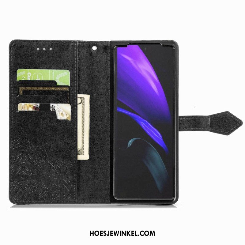 Leren Hoesje voor Samsung Galaxy Z Fold 4 Met Ketting Middeleeuwse Strappy Mandala