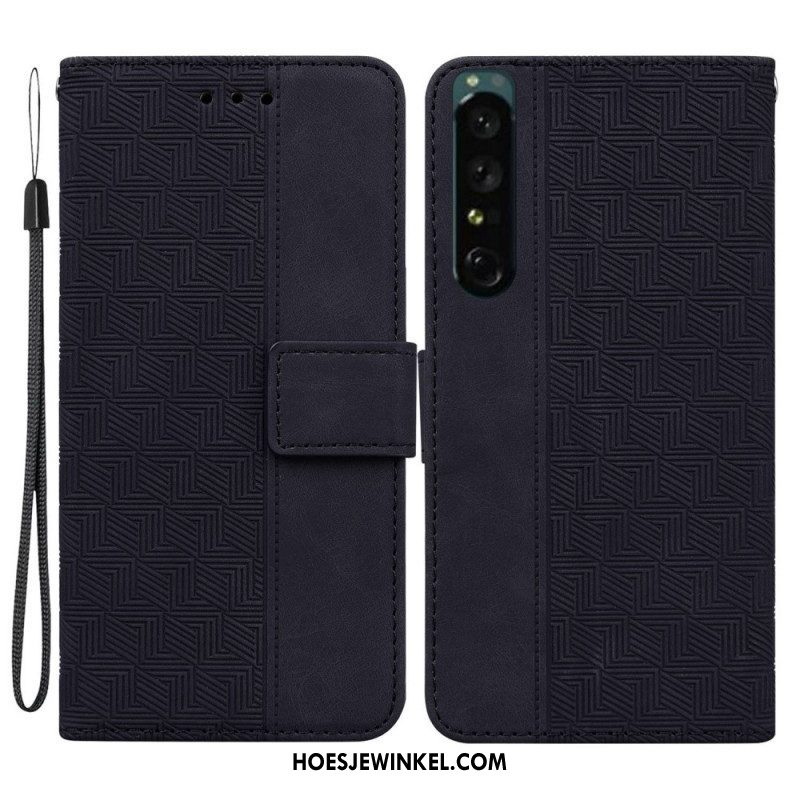 Leren Hoesje voor Sony Xperia 1 IV Met Ketting Patroon Met Bandjes