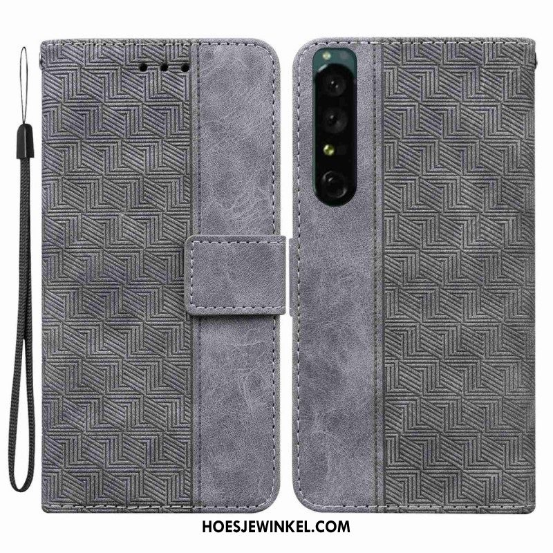 Leren Hoesje voor Sony Xperia 1 IV Met Ketting Patroon Met Bandjes