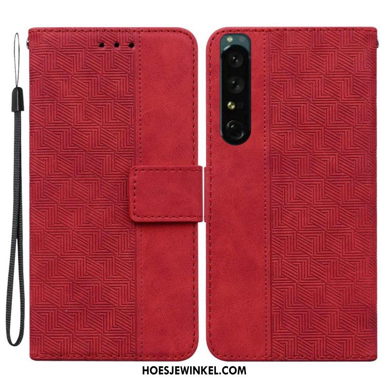 Leren Hoesje voor Sony Xperia 1 IV Met Ketting Patroon Met Bandjes