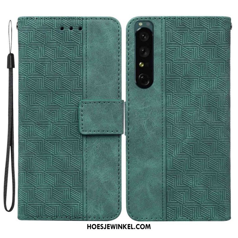 Leren Hoesje voor Sony Xperia 1 IV Met Ketting Patroon Met Bandjes