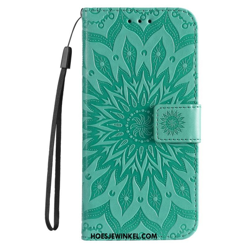 Leren Hoesje voor Sony Xperia 5 IV Mandala Zon Met Lanyard