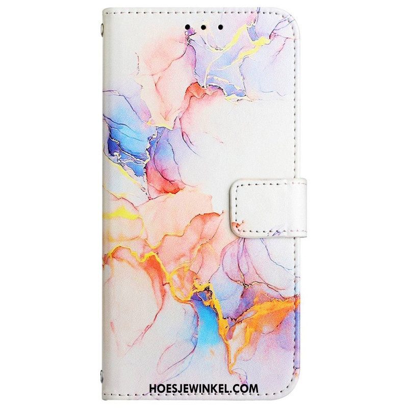 Leren Hoesje voor Xiaomi 12 / 12X Met Ketting Marmer Strippen