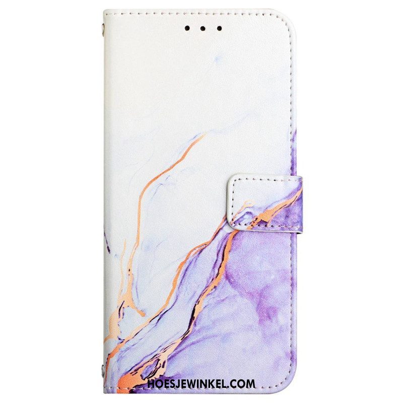 Leren Hoesje voor Xiaomi 12 / 12X Met Ketting Marmer Strippen