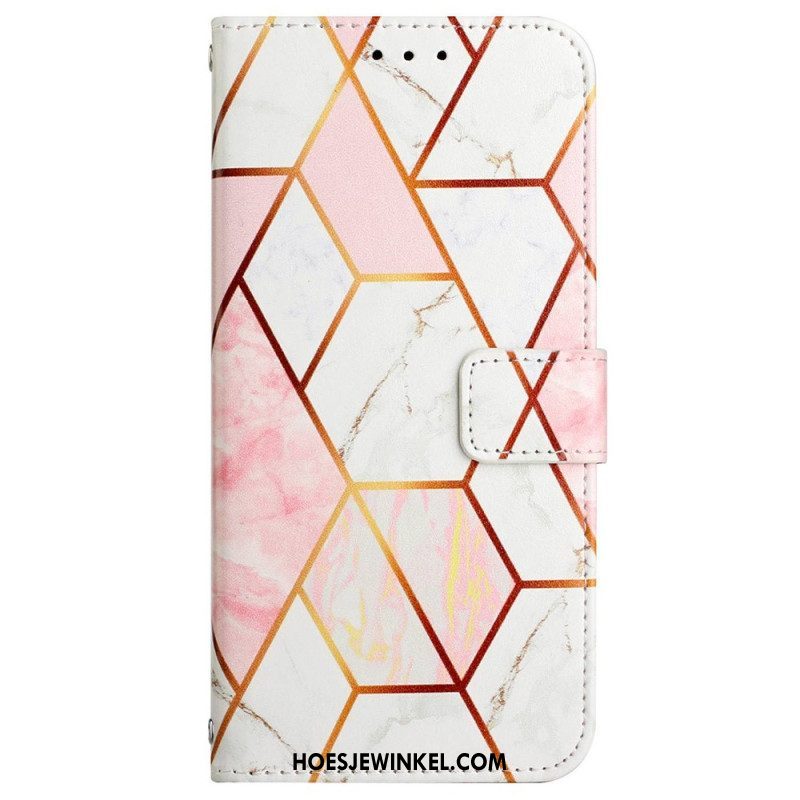 Leren Hoesje voor Xiaomi 12 / 12X Met Ketting Marmer Strippen