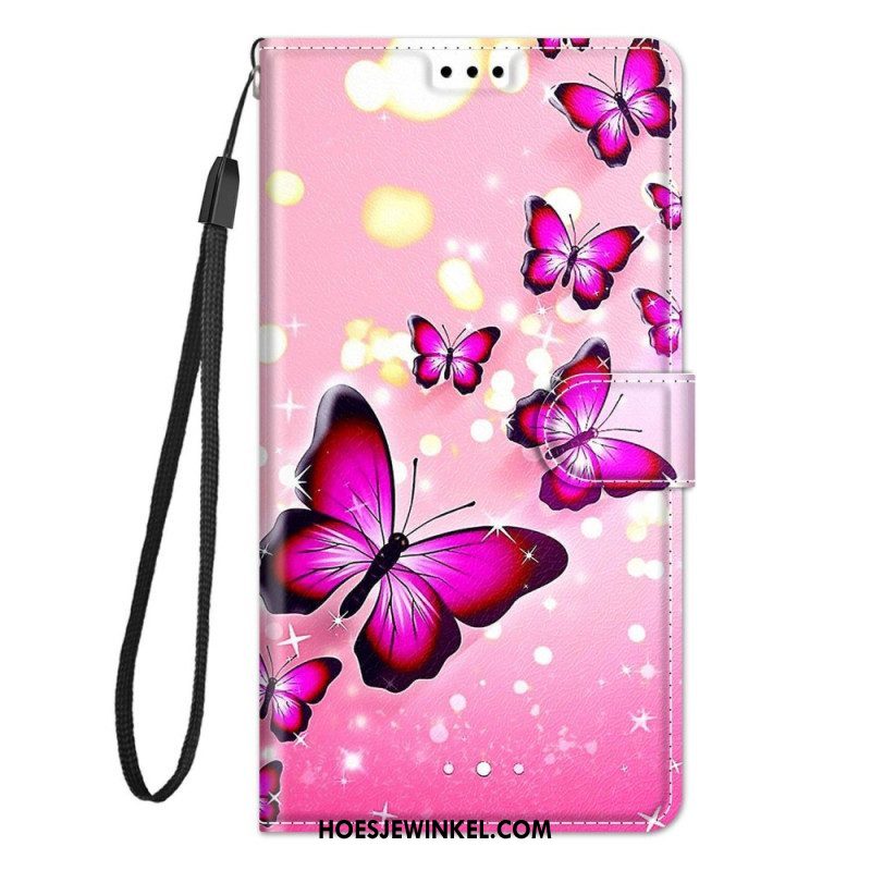 Leren Hoesje voor Xiaomi 12 / 12X Vlinderwaaier Met Lanyard