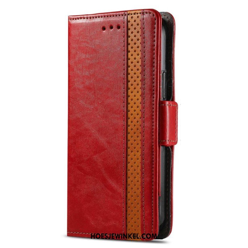 Leren Hoesje voor Xiaomi 12 Lite Tweekleurige Dubbele Sluiting