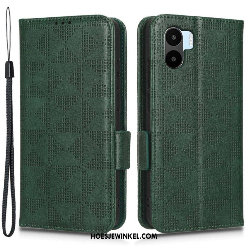 Leren Hoesje voor Xiaomi Redmi A1 Driehoeken Met Lanyard