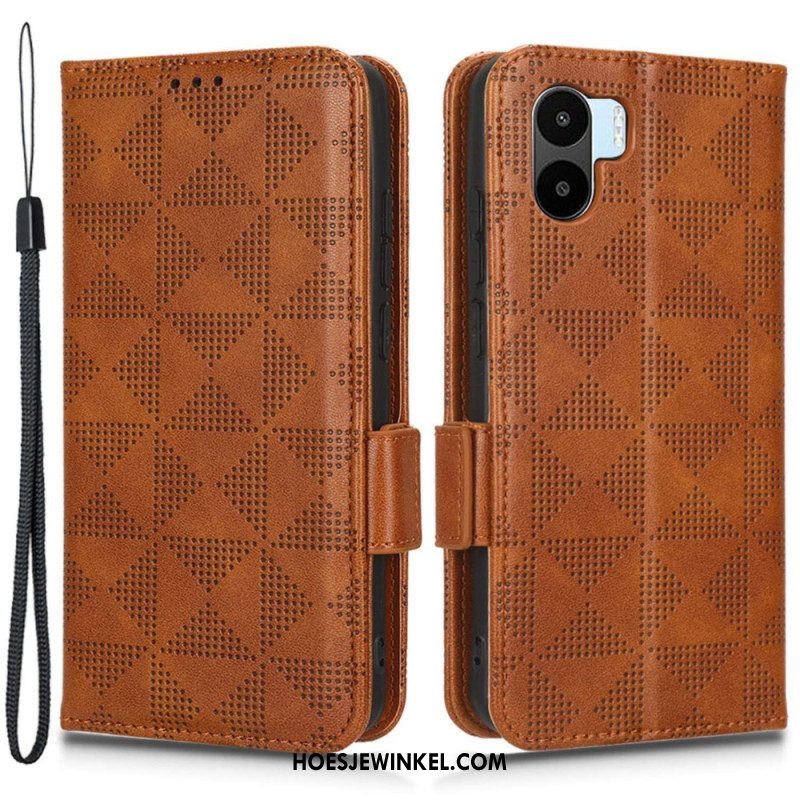 Leren Hoesje voor Xiaomi Redmi A1 Driehoeken Met Lanyard