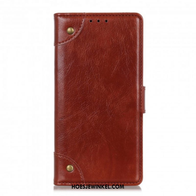 Leren Hoesje voor Xiaomi Redmi Note 10 Pro Stijl Nappa Lederen Vintage Klinknagels