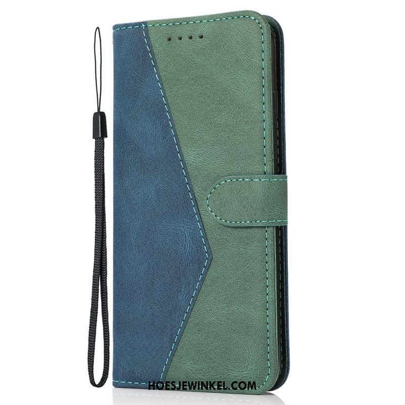 Leren Hoesje voor Xiaomi Redmi Note 10 Pro Tweekleurig Driehoekig Imitatieleer