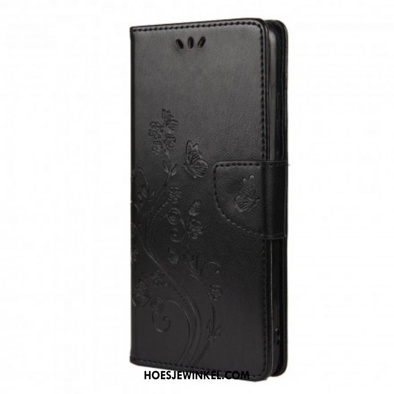 Leren Hoesje voor Xiaomi Redmi Note 10 Pro Vlinders En Bloemen