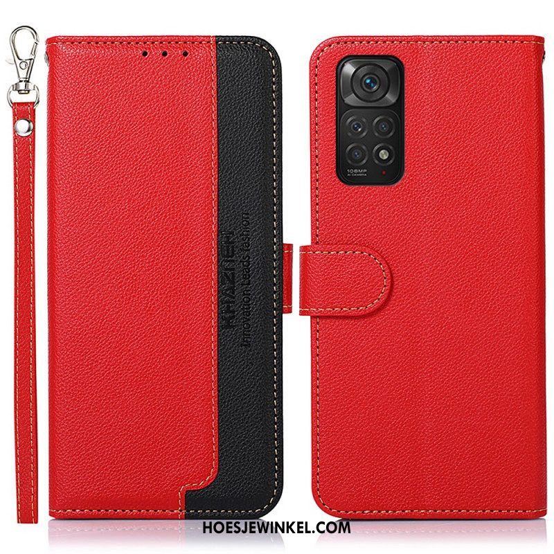 Leren Hoesje voor Xiaomi Redmi Note 11 / 11S Lychee-stijl Rfid Khazneh