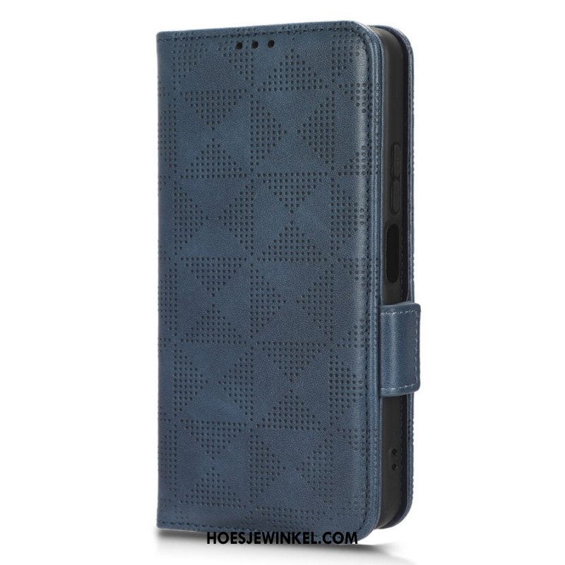 Leren Hoesje voor Xiaomi Redmi Note 12 4G Driehoeken Met Lanyard