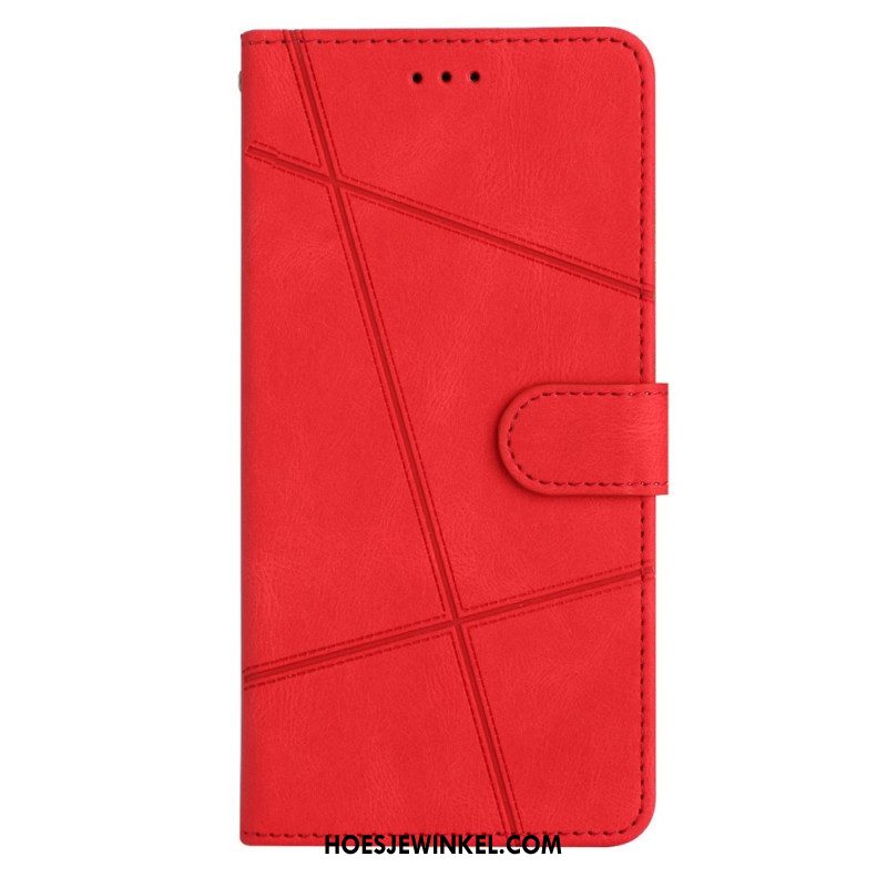 Leren Hoesje voor Xiaomi Redmi Note 12 4G Met Ketting Bandjes Geometrisch