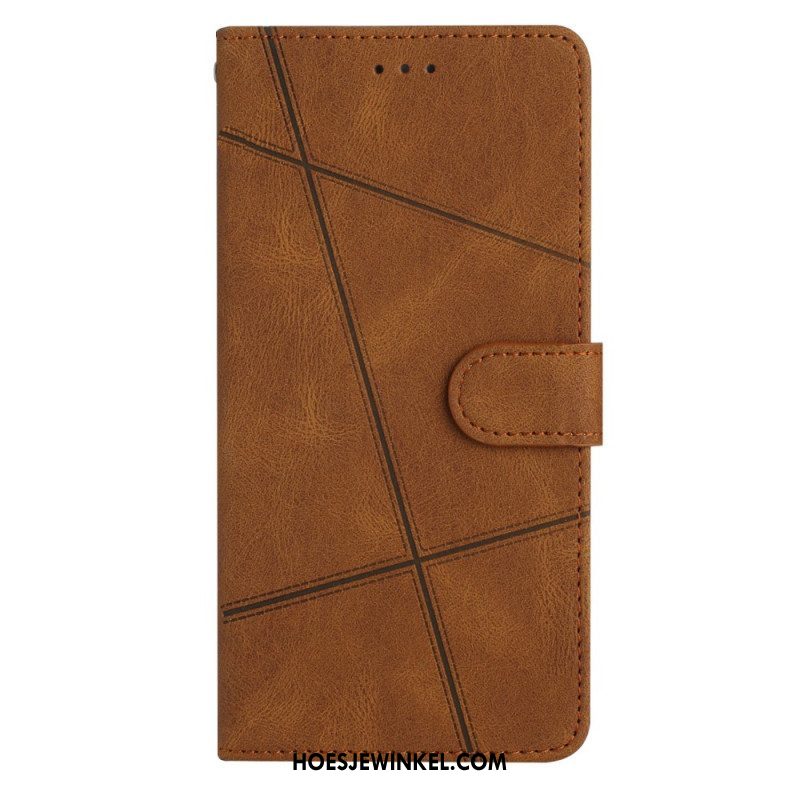 Leren Hoesje voor Xiaomi Redmi Note 12 4G Met Ketting Bandjes Geometrisch