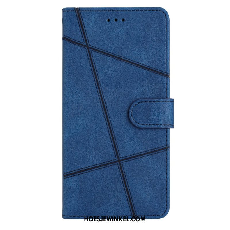 Leren Hoesje voor Xiaomi Redmi Note 12 4G Met Ketting Bandjes Geometrisch