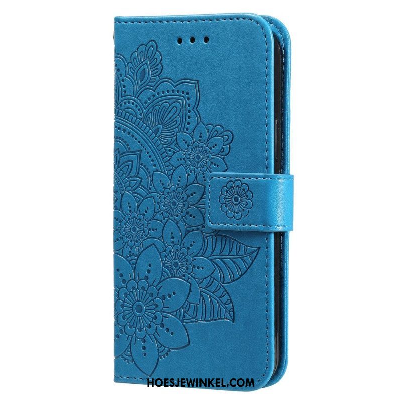 Leren Hoesje voor Xiaomi Redmi Note 12 5G Met Ketting Riem Bloem Mandala