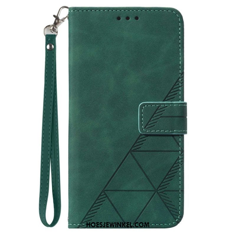 Leren Hoesje voor Xiaomi Redmi Note 12 5G Met Ketting Riem Driehoeken