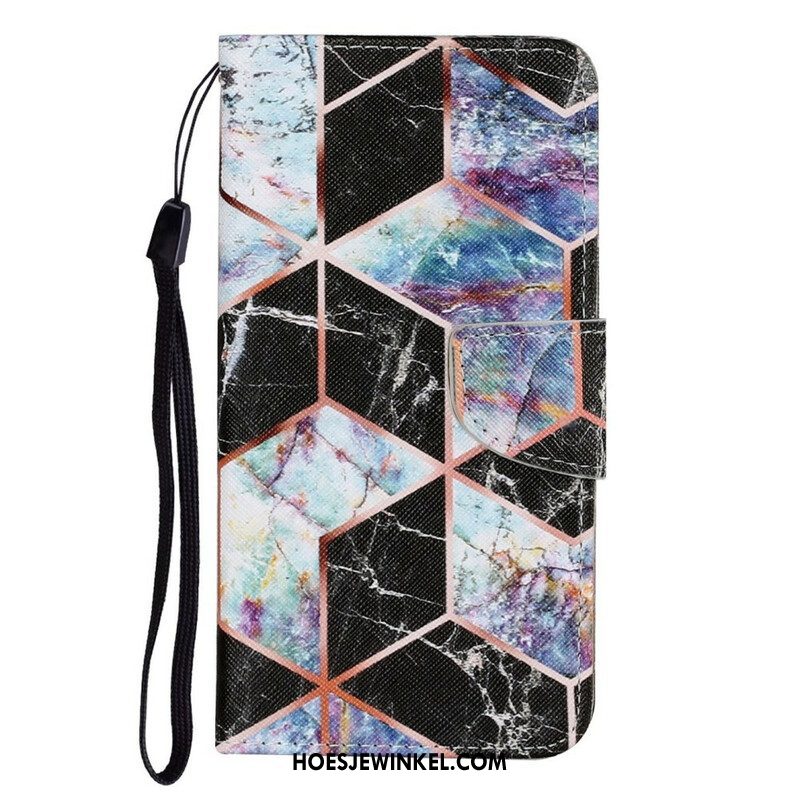 Leren Hoesje voor iPhone 13 Pro Geometrische Marmeren Stijl