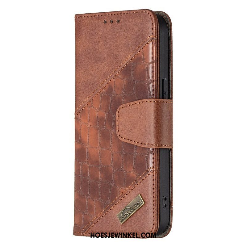 Leren Hoesje voor iPhone 13 Pro Klassiek Krokodillenleer-effect