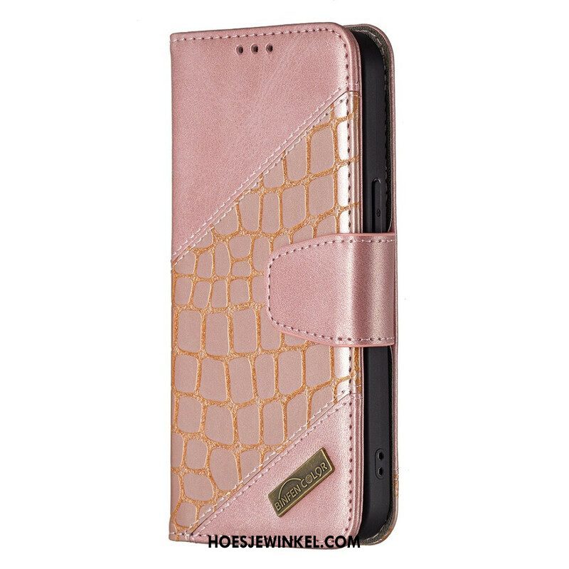 Leren Hoesje voor iPhone 13 Pro Klassiek Krokodillenleer-effect