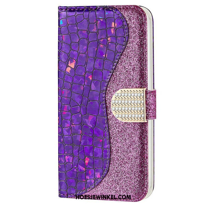 Leren Hoesje voor iPhone 13 Pro Max Krokodil Diamanten