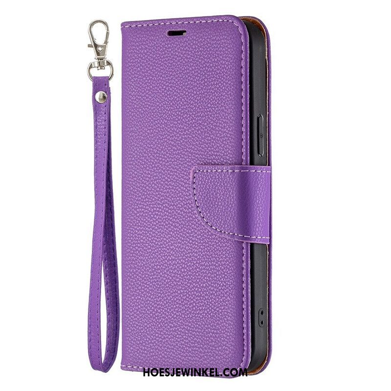 Leren Hoesje voor iPhone 13 Pro Max Met Ketting Gekleurde Lychee Leren Bandjes Met Leereffect