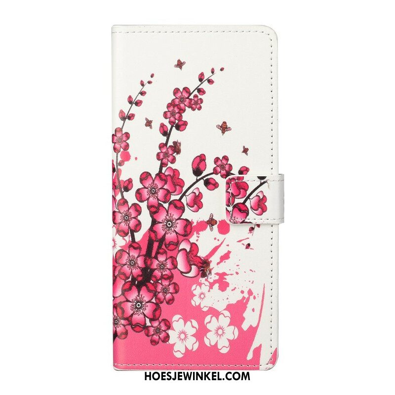 Leren Hoesje voor iPhone 13 Pro Tropische Bloemen