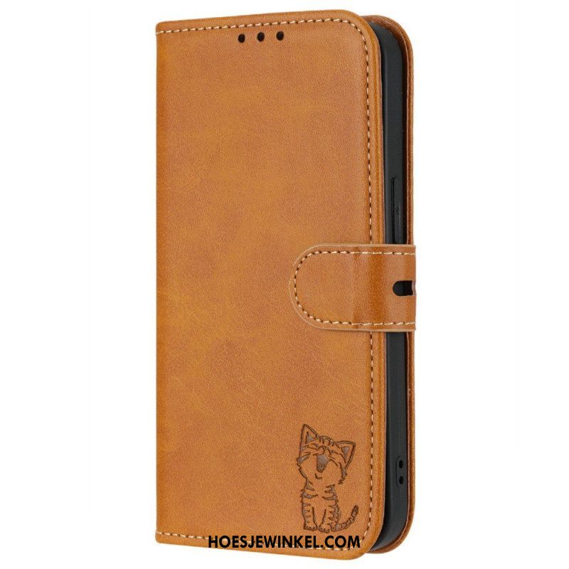 Leren Hoesje voor iPhone 14 Katje