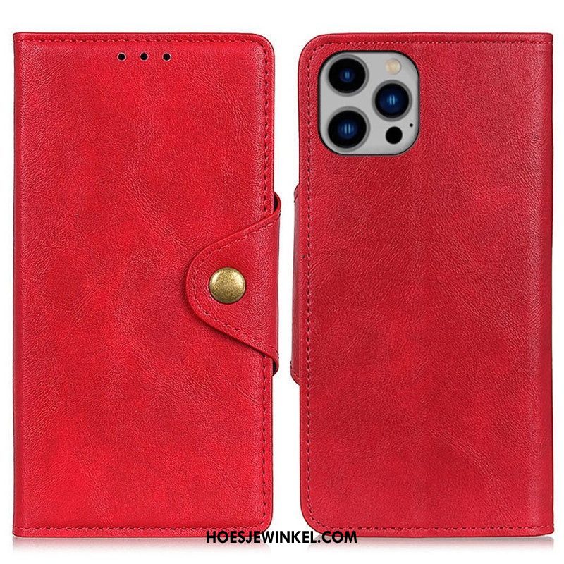 Leren Hoesje voor iPhone 14 Plus Knoop Van Imitatieleer