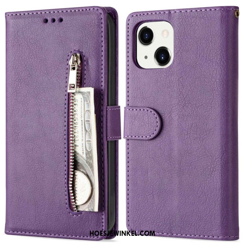 Leren Hoesje voor iPhone 14 Plus Portemonnee Met Lanyard