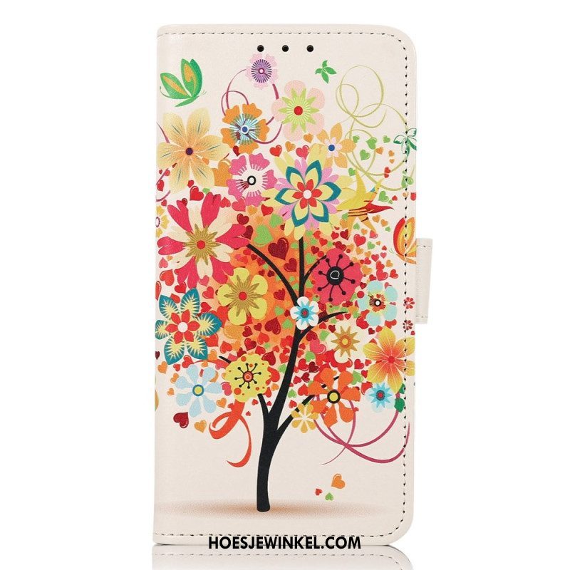 Leren Hoesje voor iPhone 14 Pro Max Bloeiende Boom