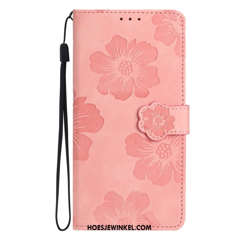 Leren Hoesje voor iPhone 15 Bloemenprint