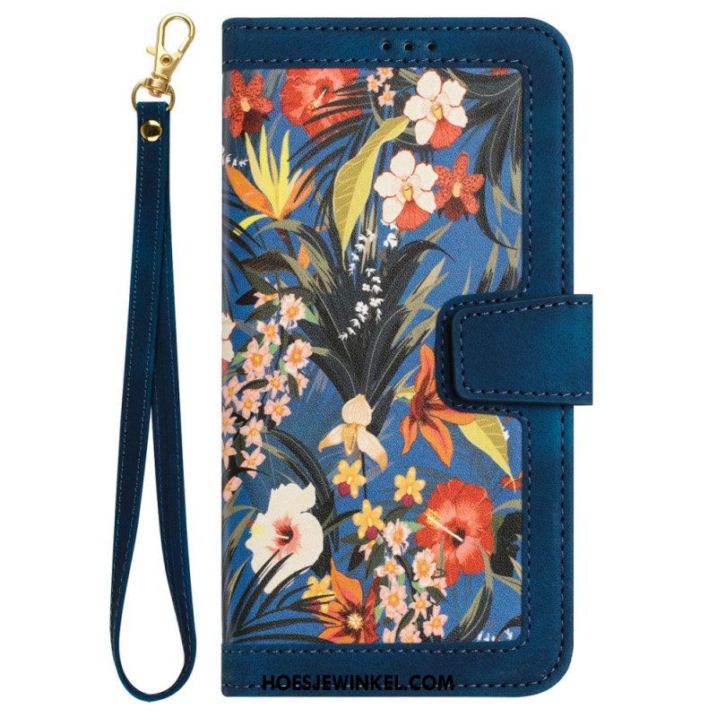 Leren Hoesje voor iPhone 15 Luxe Bloemen