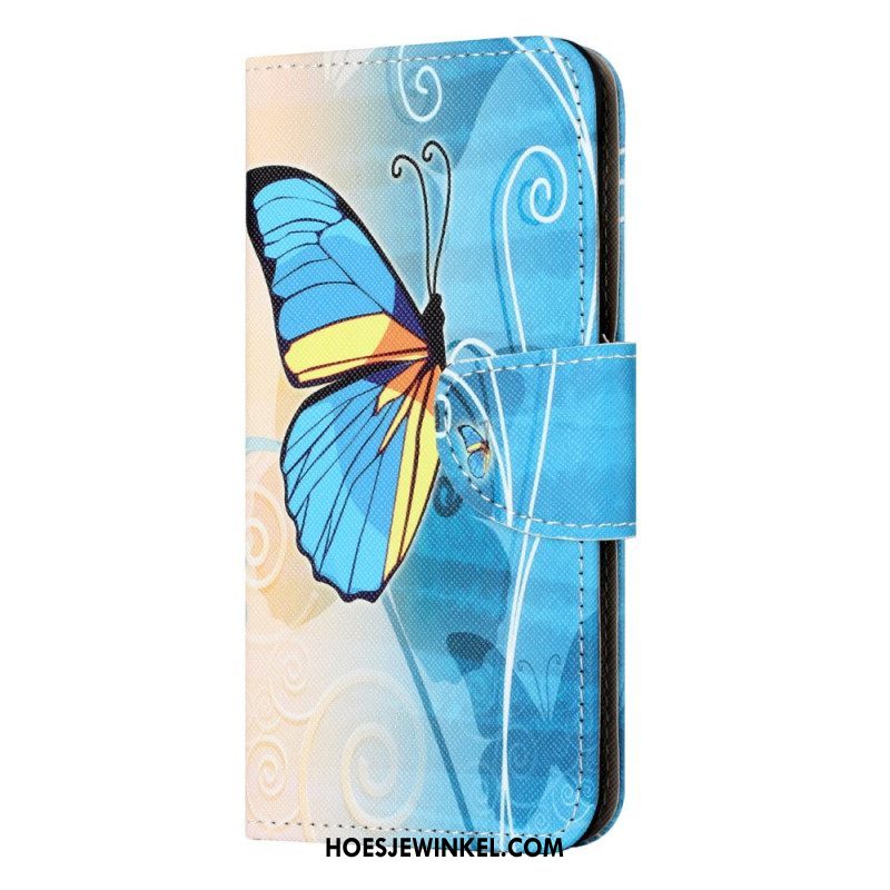 Leren Hoesje voor iPhone 15 Plus Vlinders