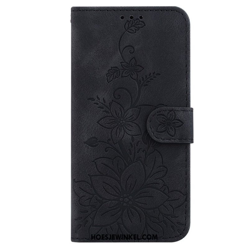 Leren Hoesje voor iPhone 15 Pro Max Met Ketting Bloemenband