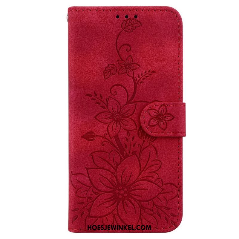 Leren Hoesje voor iPhone 15 Pro Max Met Ketting Bloemenband