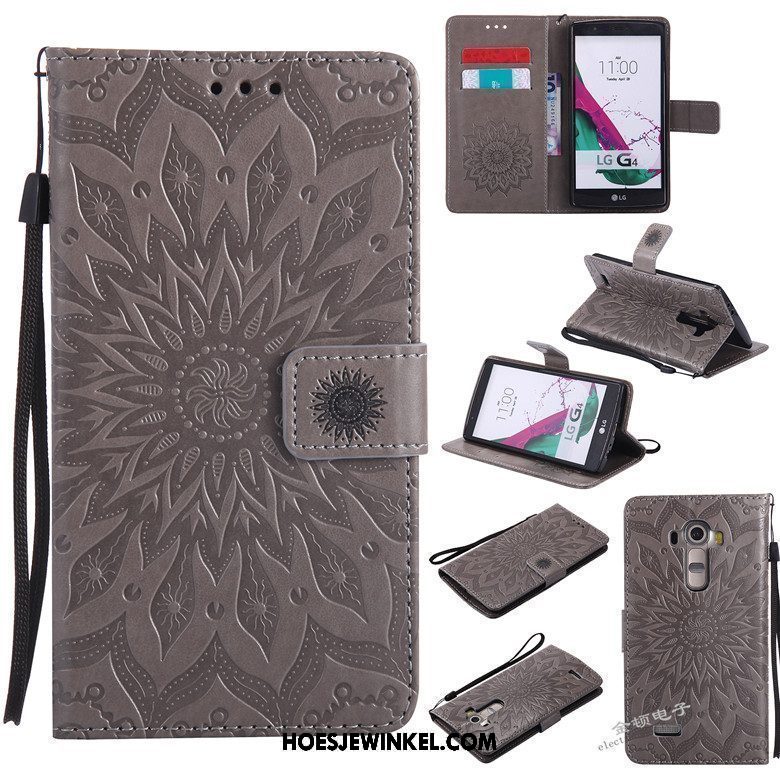 Lg G4 Hoesje Leren Etui Hoes Clamshell, Lg G4 Hoesje Anti-fall Bescherming