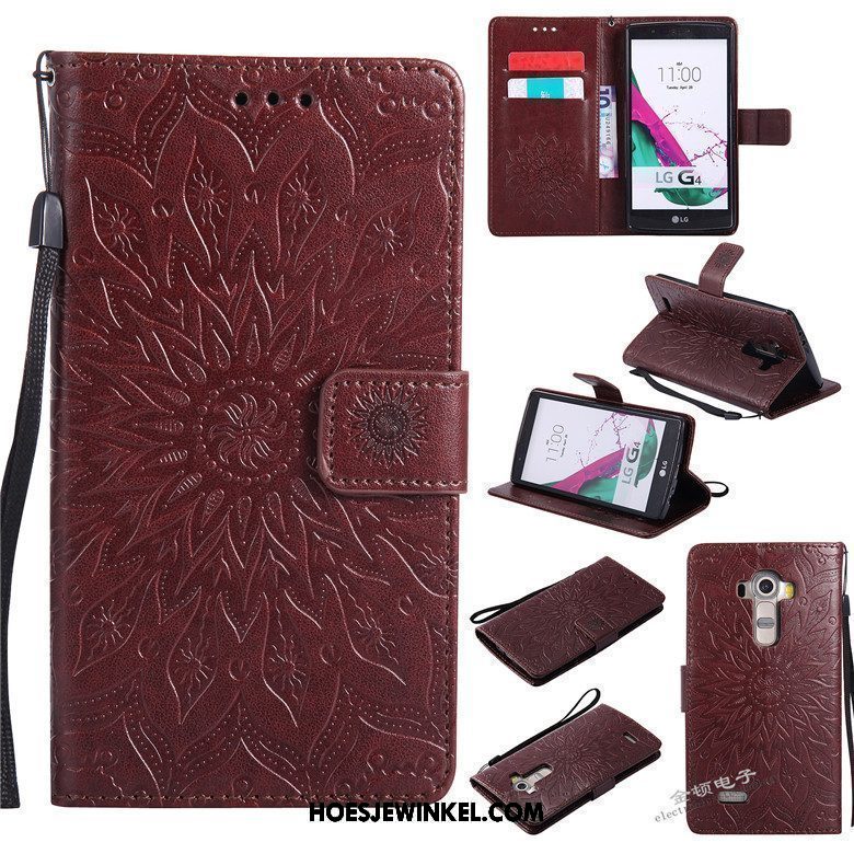 Lg G4 Hoesje Leren Etui Hoes Clamshell, Lg G4 Hoesje Anti-fall Bescherming