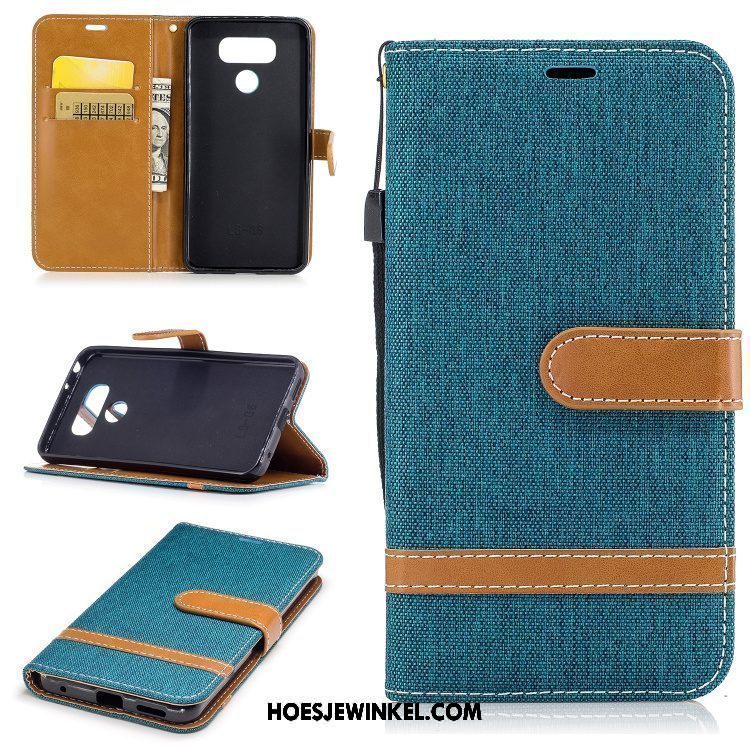 Lg G6 Hoesje Denim Rood Kaart, Lg G6 Hoesje Clamshell Bescherming