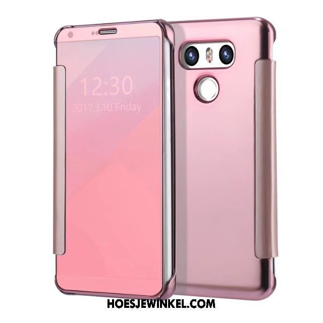 Lg G6 Hoesje Krassen Folio Leren Etui, Lg G6 Hoesje Spiegel Scheppend