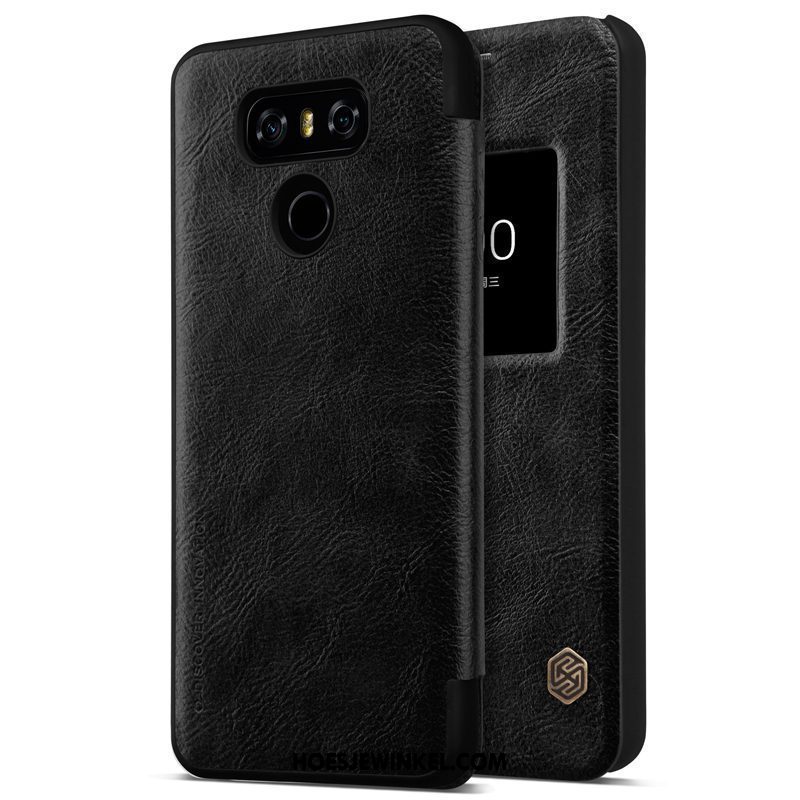 Lg G6 Hoesje Mobiele Telefoon Leren Etui Goud, Lg G6 Hoesje Hoes Folio Braun